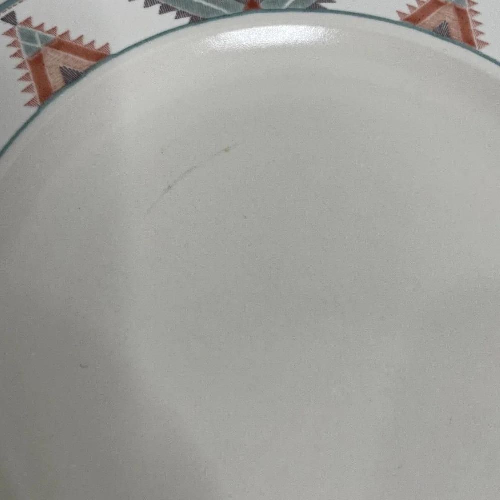 Vintage 80s Mikasa Intaglio Santa Fe Salad Plates Set of 4 Southwest Aztec 8" - Picture 5 of 6